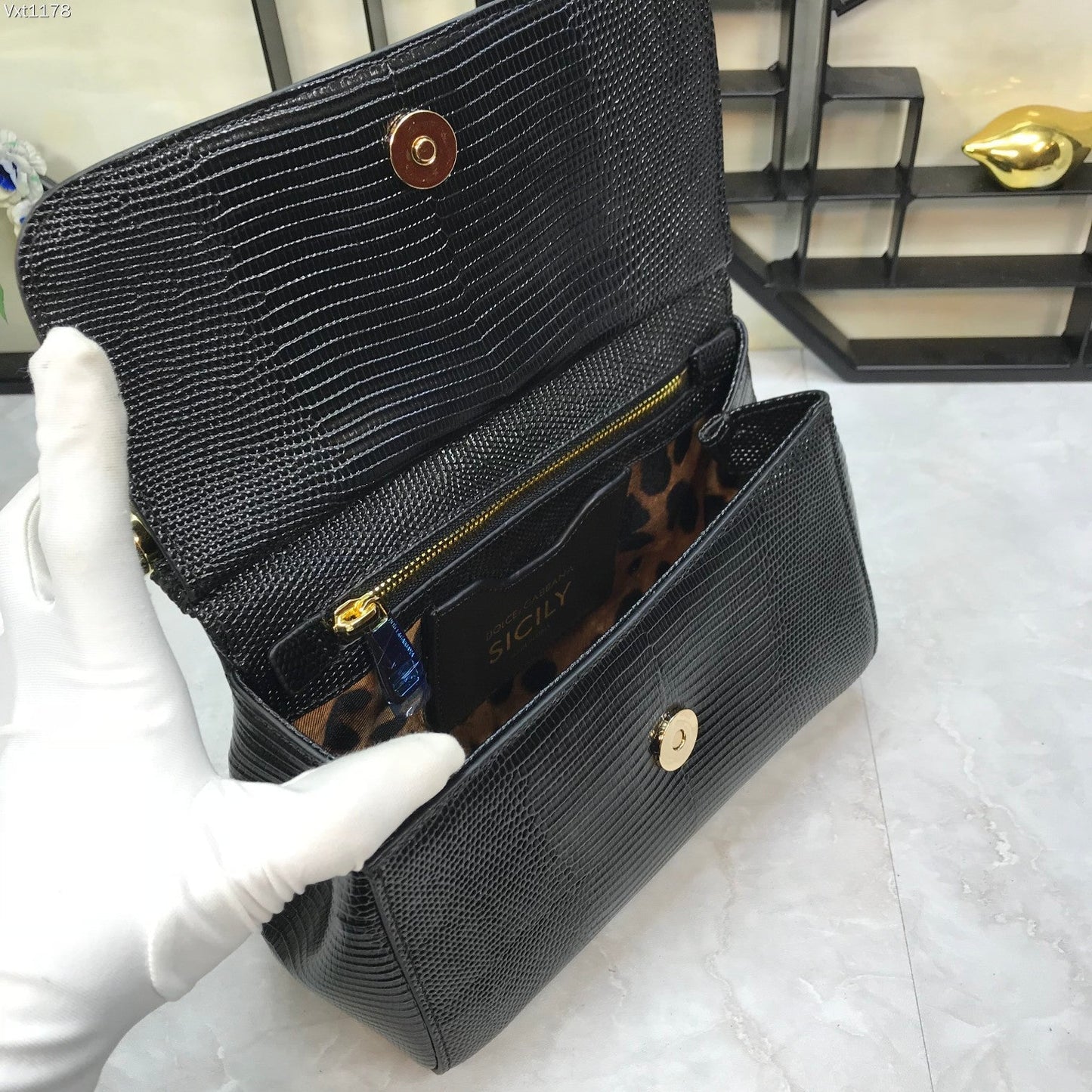 Pronta Entrega – Bolsa Modelo Dolce & Gabanna Sicília Couro Iguana