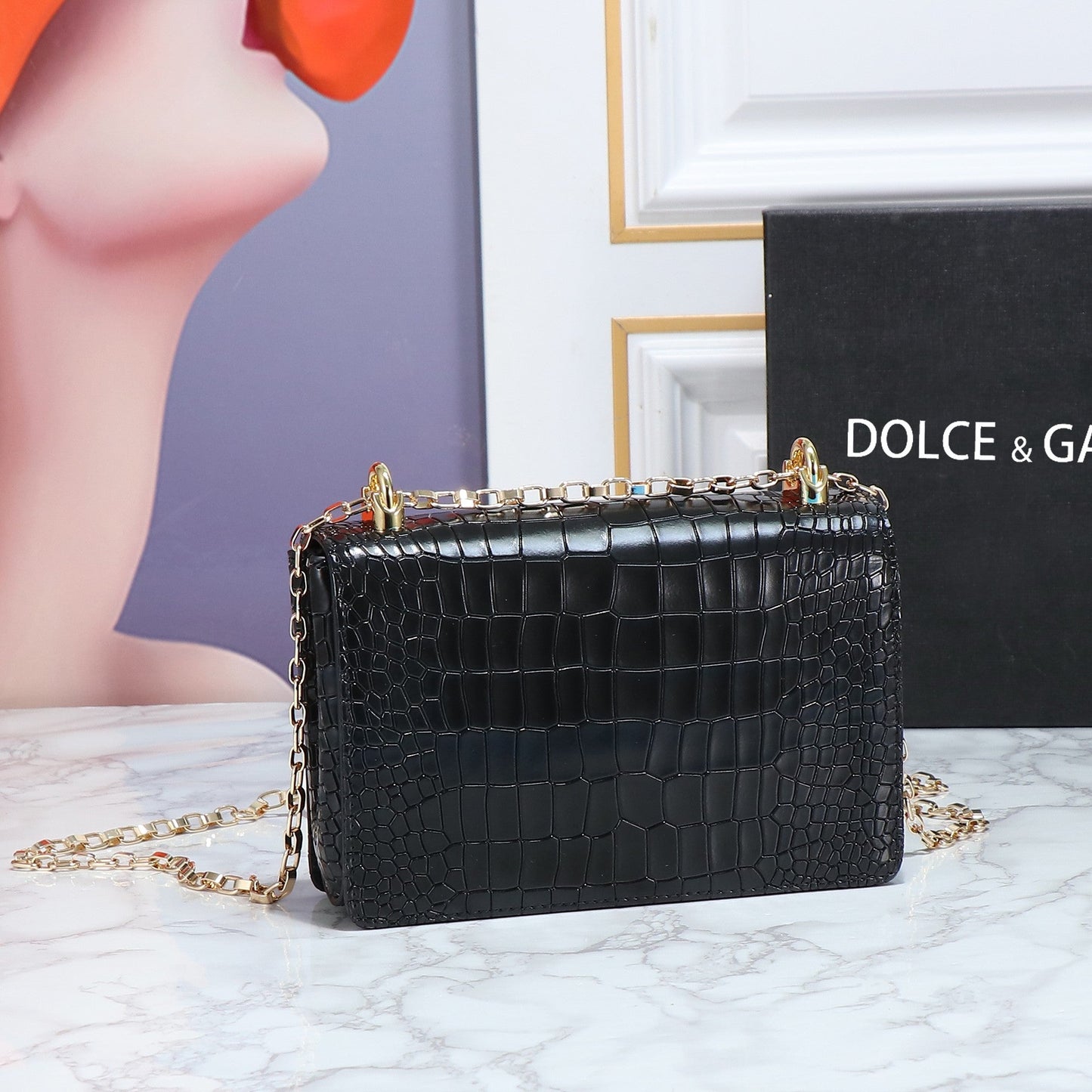 Pronta Entrega – Bolsa Modelo Dolce & Gabanna com Logo DG efeito Crococodilo