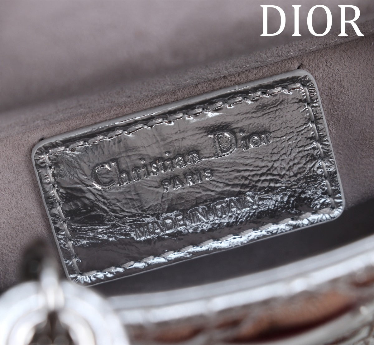 Pronta Entrega – Bolsa Lady Dior Míni Metálico Prata