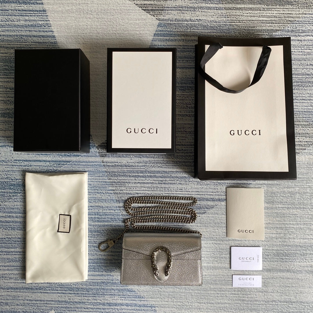 Pronta Entrega – Bolsa Gucci Dionysus Super Mini Metalizada