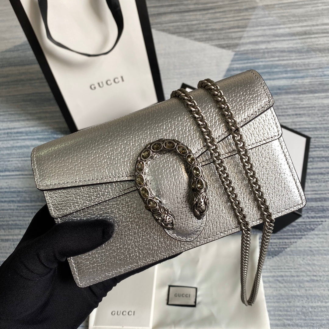 Pronta Entrega – Bolsa Gucci Dionysus Super Mini Metalizada