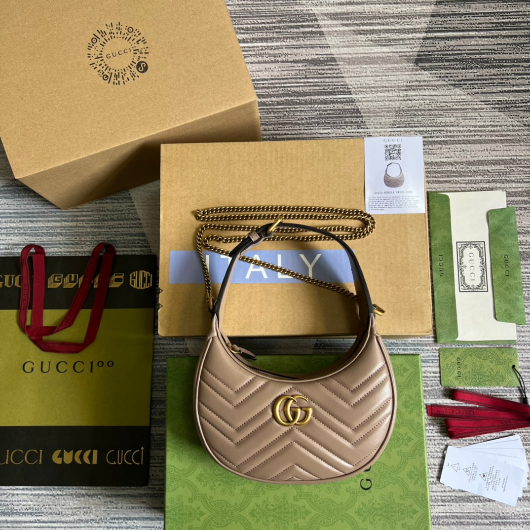 Pronta Entrega – Bolsa Gucci Mini GG Marmont Meia Lua