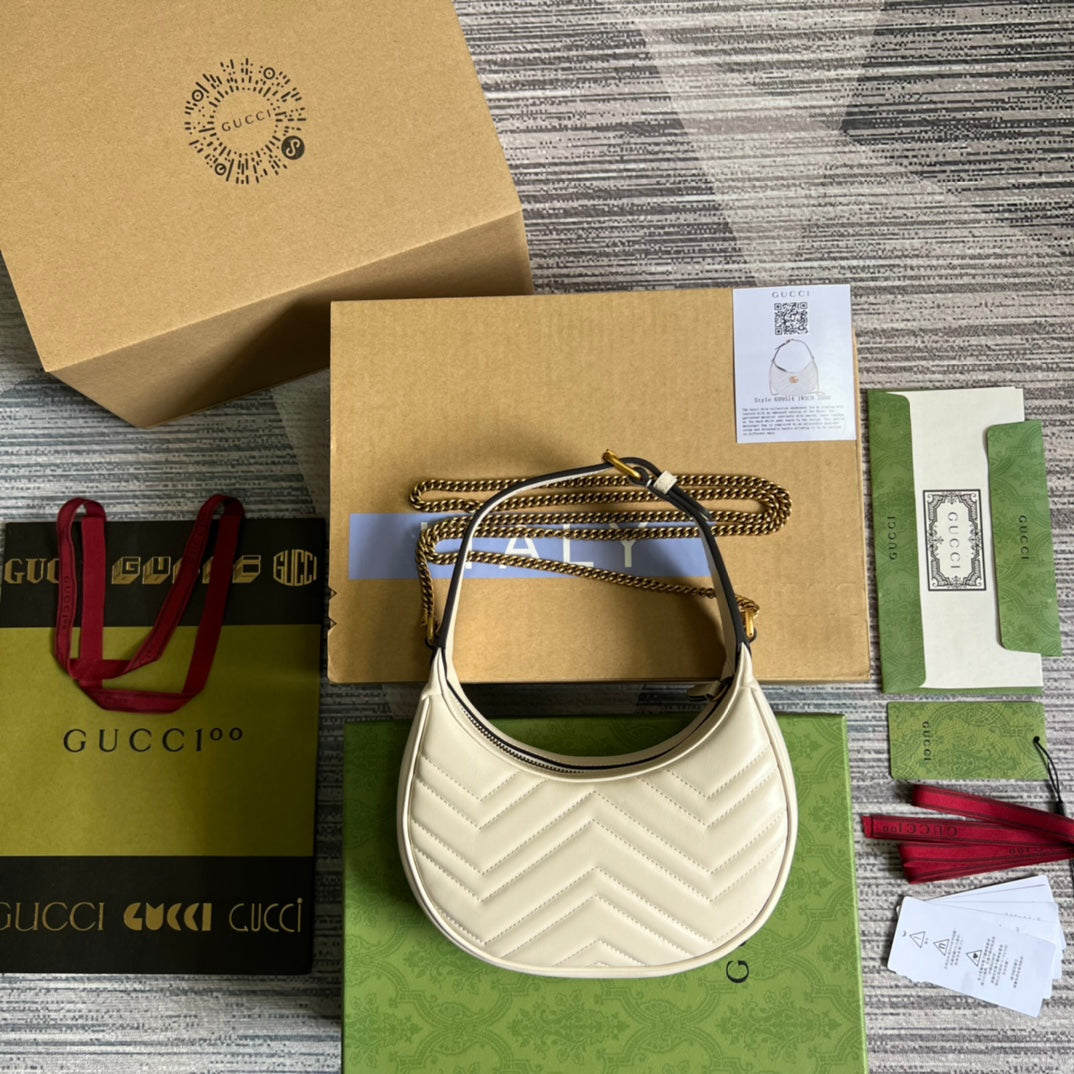 Pronta Entrega – Bolsa Gucci Mini GG Marmont Meia Lua