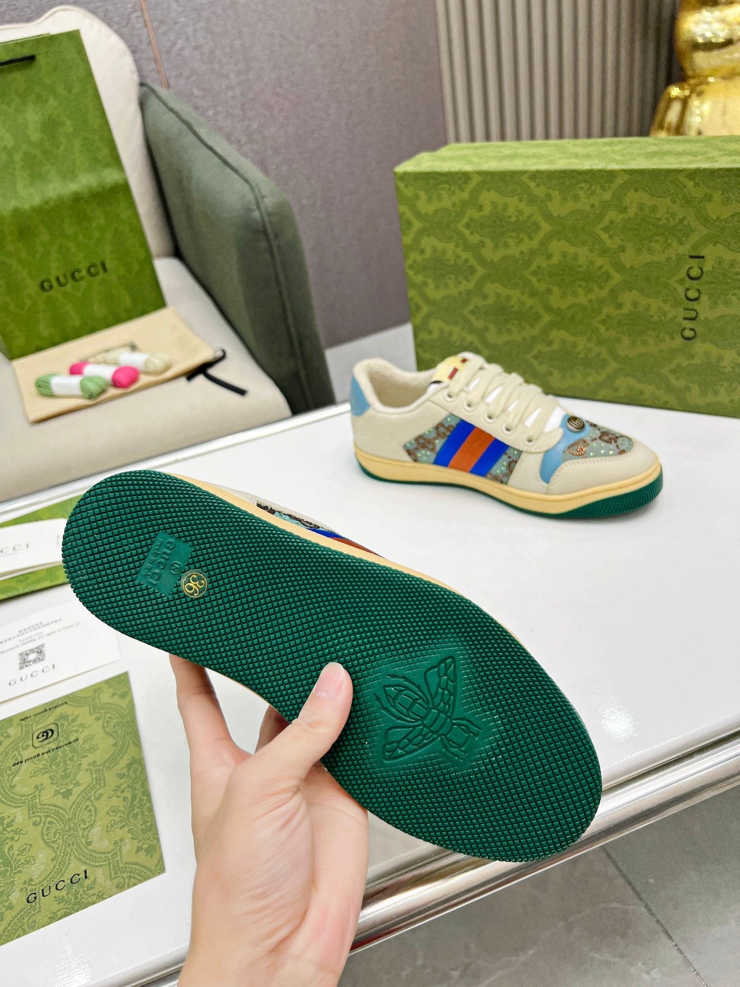 Pronta Entrega – Tênis Modelo Gucci GG Screener Azul
