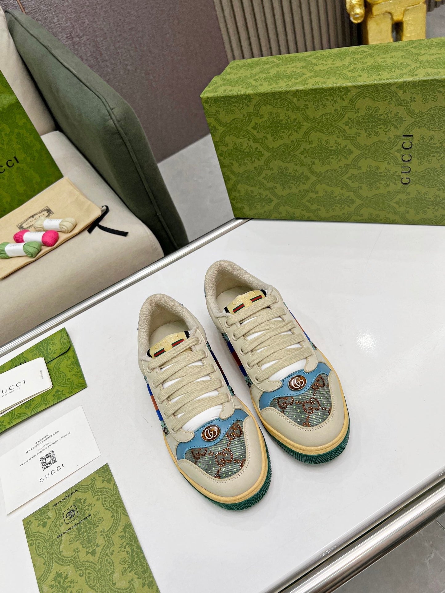 Pronta Entrega – Tênis Modelo Gucci GG Screener Azul