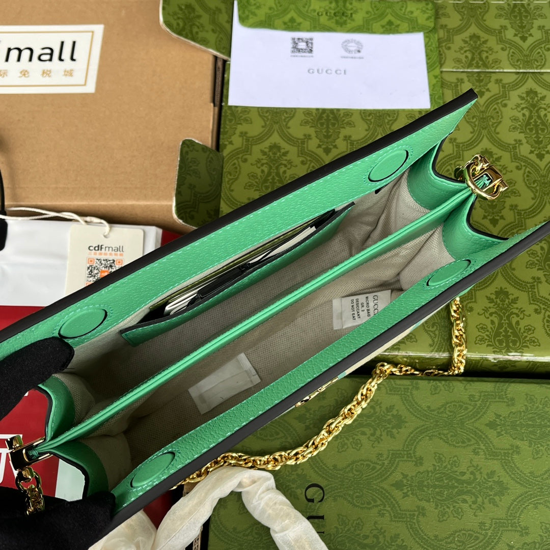 Pronta Entrega – Bolsa Gucci Modelo Ophidia com Double G Pequena de Ombro Estampada
