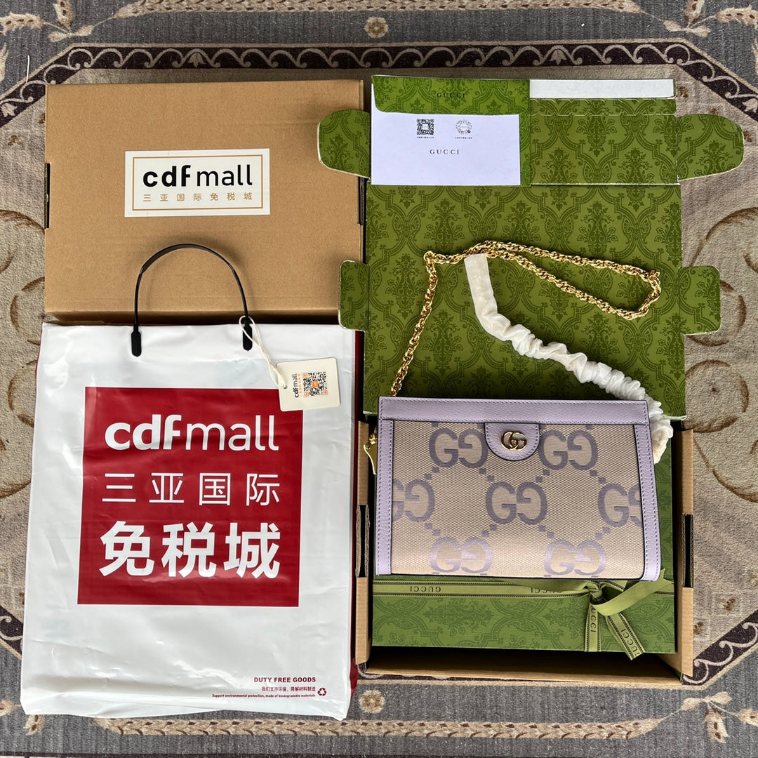 Pronta Entrega – Bolsa Gucci Modelo Ophidia com Double G Pequena de Ombro Estampada