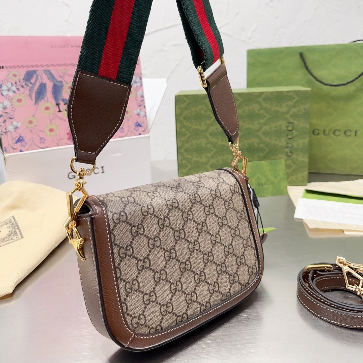 Pronta Entrega – Bolsa Modelo Gucci mini Alça color com detalhe Horsebit 1955