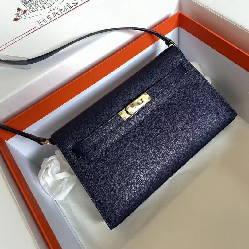 Pronta Entrega – Bolsa Modelo Hermes Mini Kelly Pochette Preto Epsom Gold Hardware