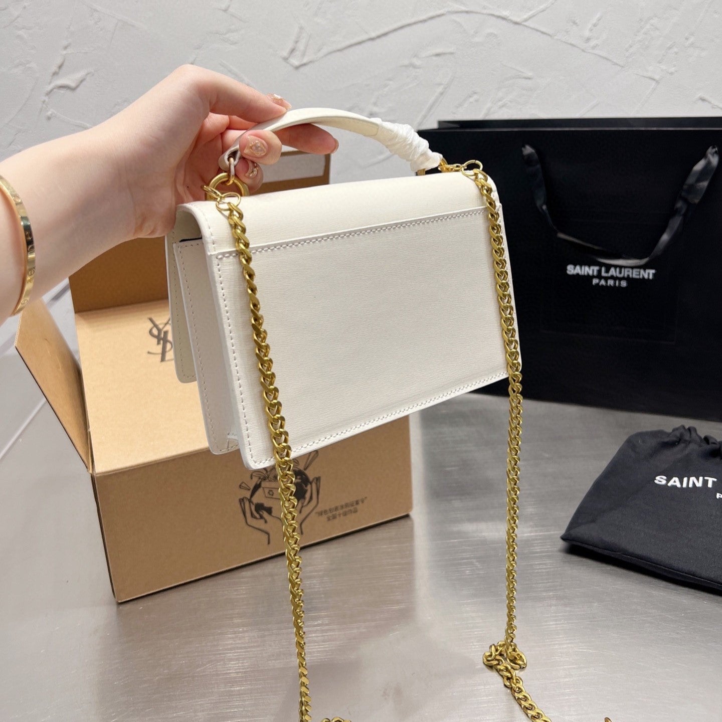 Pronta Entrega – Bolsa Modelo Saint Laurent tiracolo Sunset média