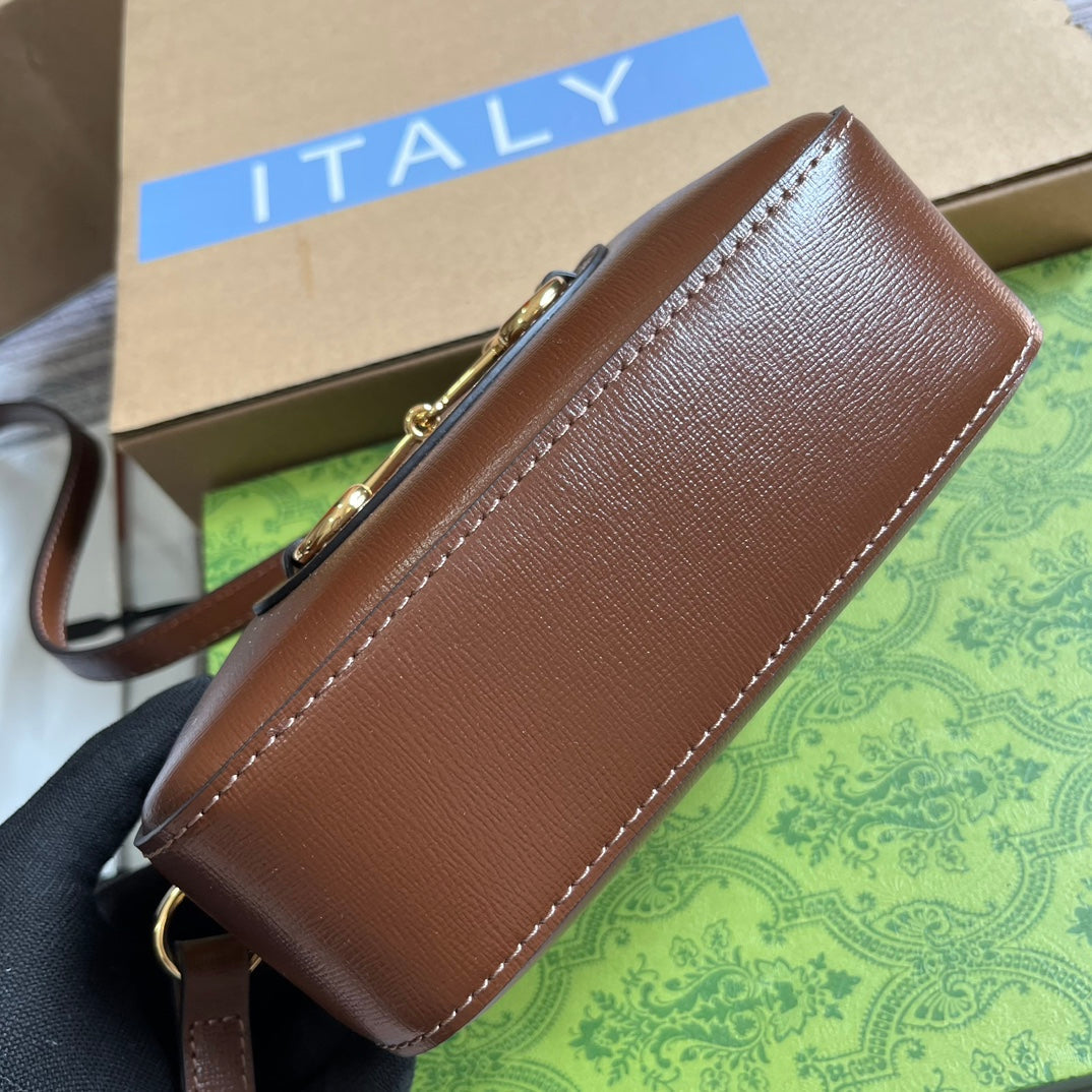 Pronta Entrega – Bolsa Modelo Gucci Horsebit 1955 Brown Pequena