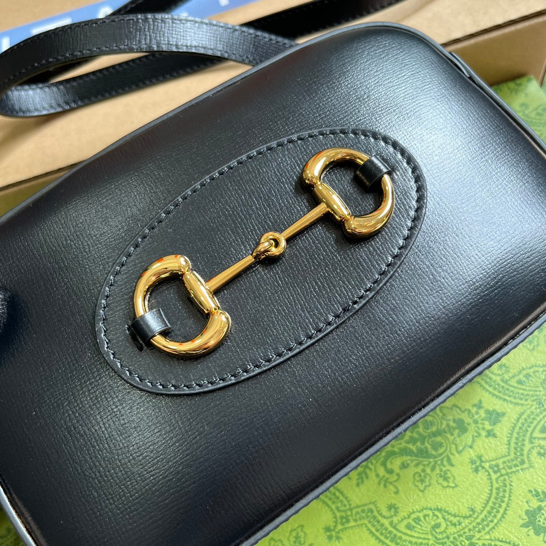 Pronta Entrega – Bolsa Modelo Gucci Horsebit 1955 Black Pequena