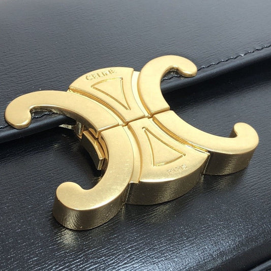 Pronta Entrega – PRONTA-ENTREGA – Bolsa Modelo Celine TRIOMPHE Preta em couro