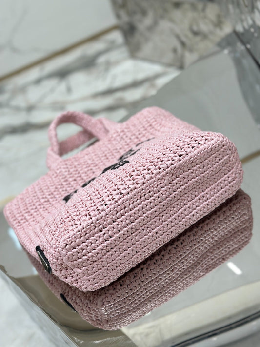 Pronta Entrega – PRONTA-ENTREGA – Bolsa Modelo Prada Tote Pequena de Ráfia