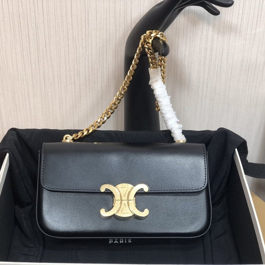 Pronta Entrega – PRONTA-ENTREGA – Bolsa Modelo Celine TRIOMPHE Preta em couro