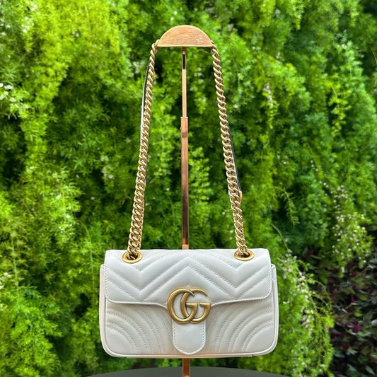 Pronta Entrega – PRONTA-ENTREGA – GUCCI GG MARMONT MATELASSÉ MINI BAG WHITE