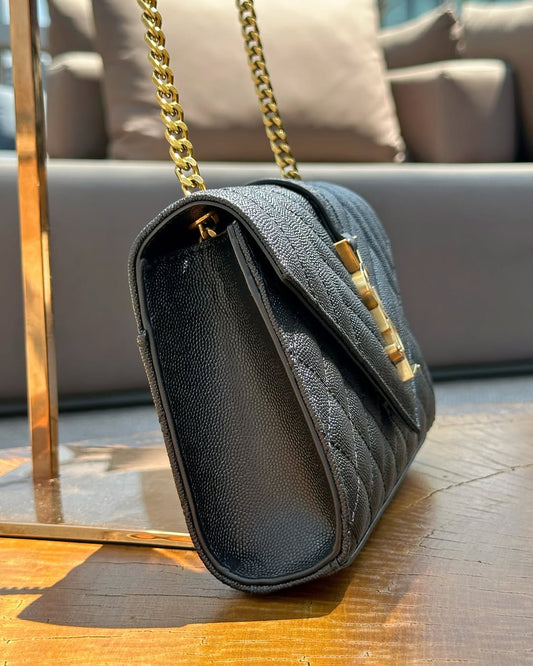 Pronta Entrega – SAINT LAURENT MEDIUM CHAIN BAG BLACK GRAIN