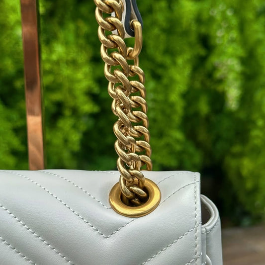 Pronta Entrega – PRONTA-ENTREGA – GUCCI GG MARMONT MATELASSÉ MINI BAG WHITE