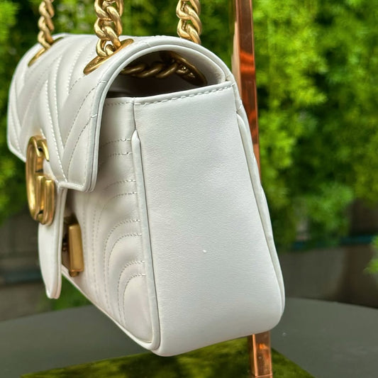 Pronta Entrega – PRONTA-ENTREGA – GUCCI GG MARMONT MATELASSÉ MINI BAG WHITE