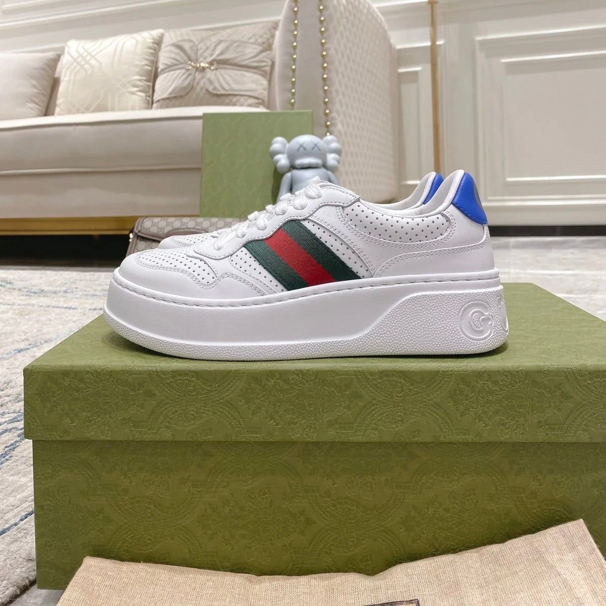 Pronta Entrega – Tênis Modelo Gucci Cano Baixo com Faixa Web