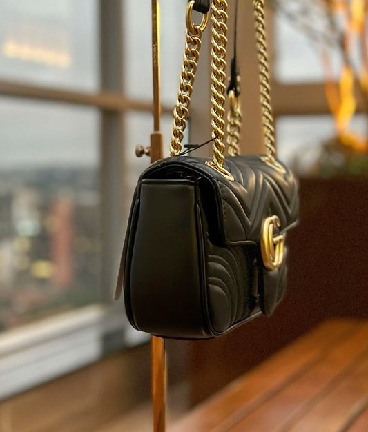 Pronta Entrega – PRONTA-ENTREGA – GUCCI GG MARMONT  MATELASSÉ MINI BAG BLACK