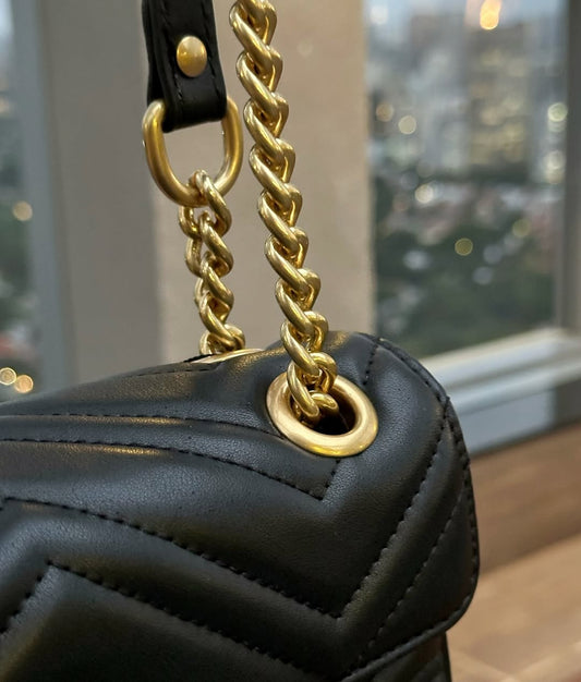 Pronta Entrega – PRONTA-ENTREGA – GUCCI GG MARMONT  MATELASSÉ MINI BAG BLACK