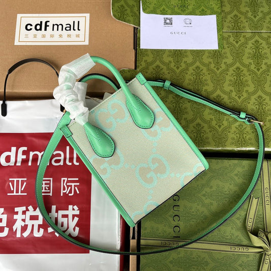 Pronta Entrega – Bolsa Gucci Jumbo GG Mini Tote Bag Menta