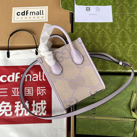 Pronta Entrega – Bolsa Gucci Jumbo GG Mini Tote Bag no Lilás