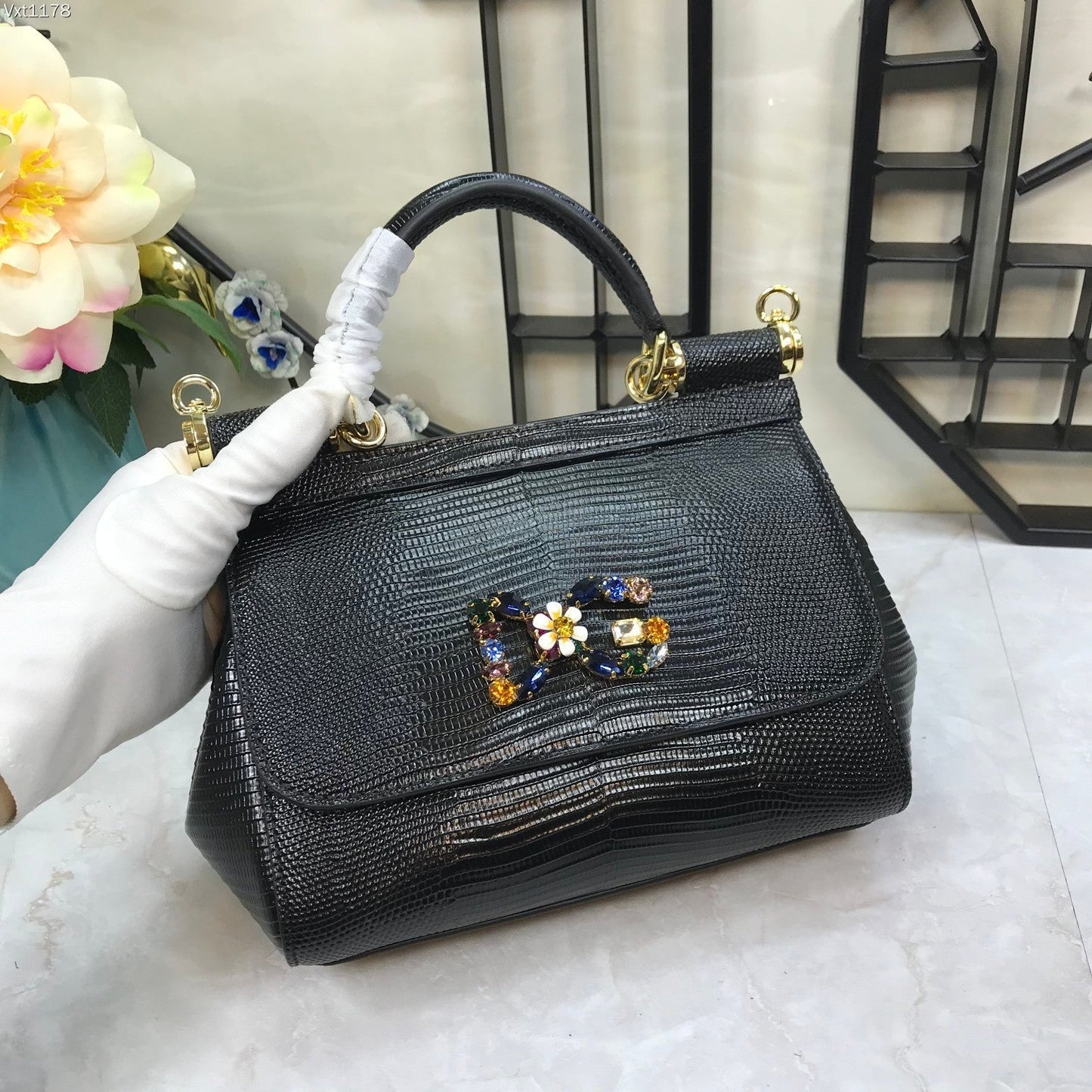 Pronta Entrega – Bolsa Modelo Dolce & Gabanna Sicília Couro Iguana