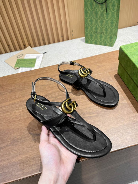 Pronta Entrega – Sandália Modelo Gucci de Couro com Double G