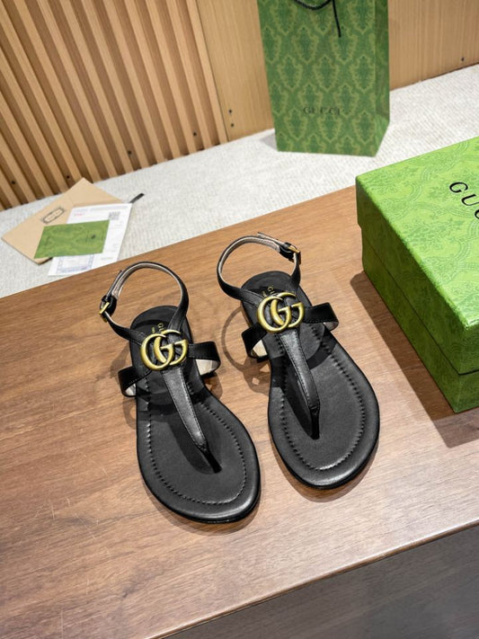Pronta Entrega – Sandália Modelo Gucci de Couro com Double G