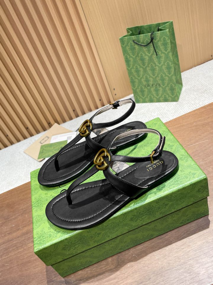 Pronta Entrega – Sandália Modelo Gucci de Couro com Double G