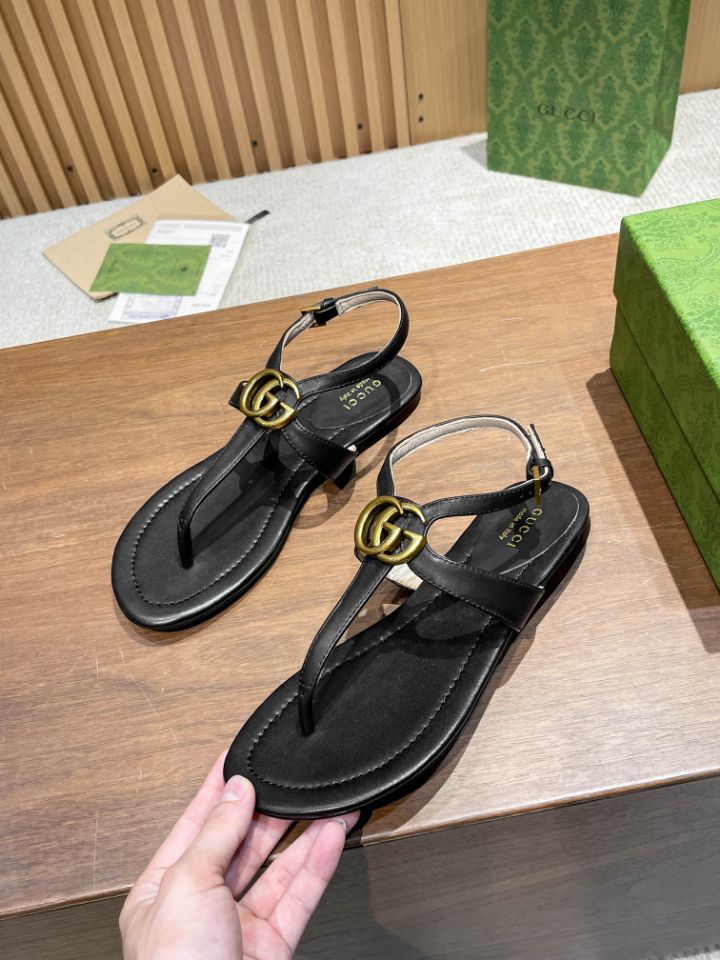 Pronta Entrega – Sandália Modelo Gucci de Couro com Double G