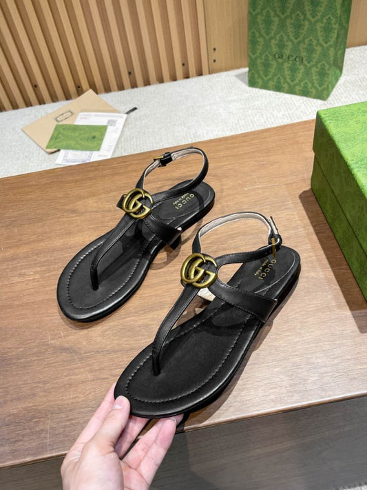 Pronta Entrega – Sandália Modelo Gucci de Couro com Double G