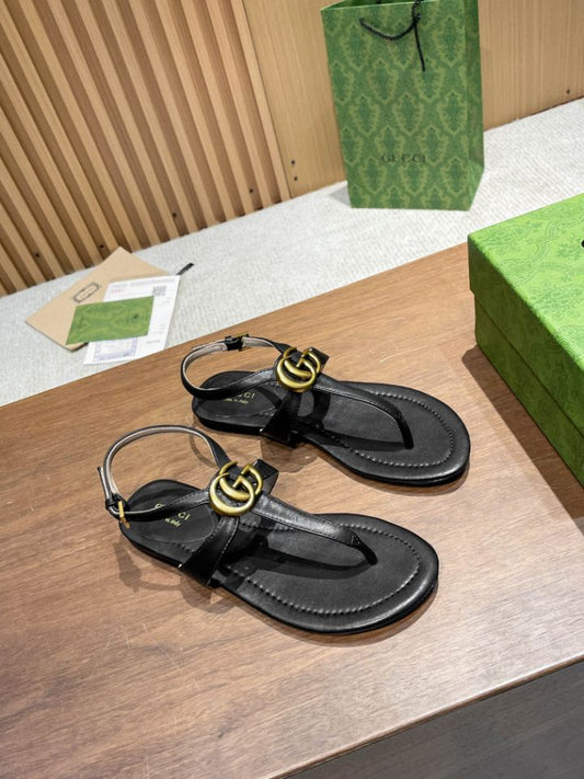 Pronta Entrega – Sandália Modelo Gucci de Couro com Double G