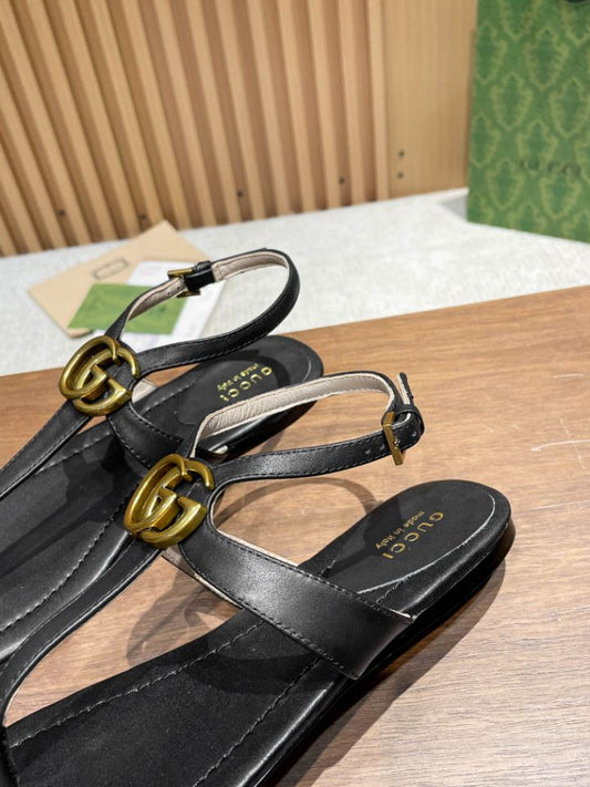 Pronta Entrega – Sandália Modelo Gucci de Couro com Double G