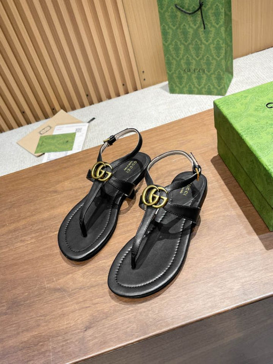 Pronta Entrega – Sandália Modelo Gucci de Couro com Double G
