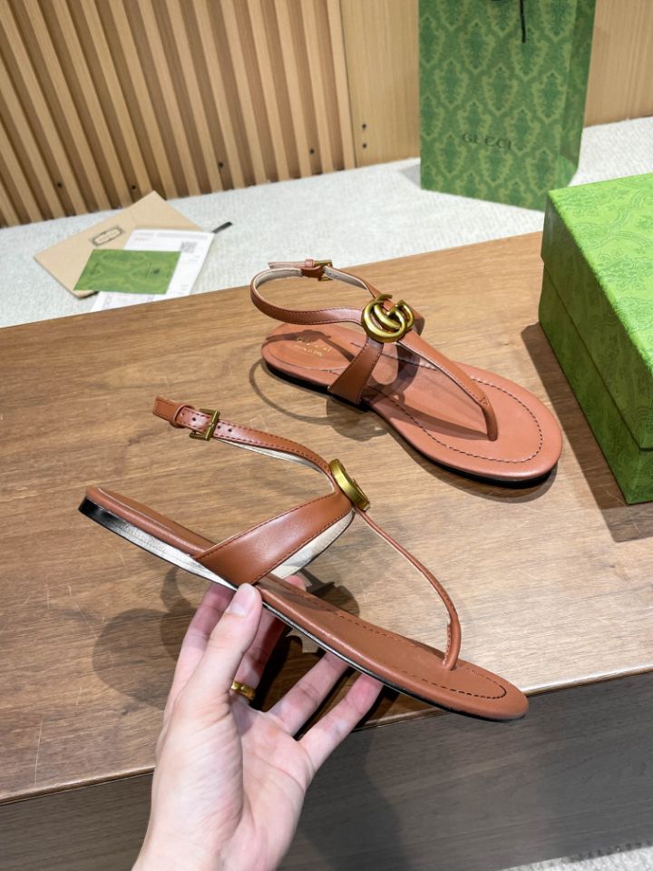 Pronta Entrega – Sandália Modelo Gucci de Couro com Double G