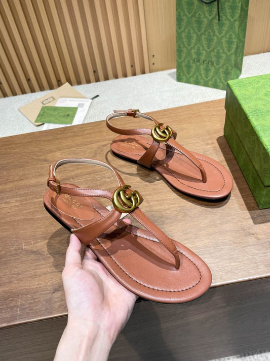 Pronta Entrega – Sandália Modelo Gucci de Couro com Double G