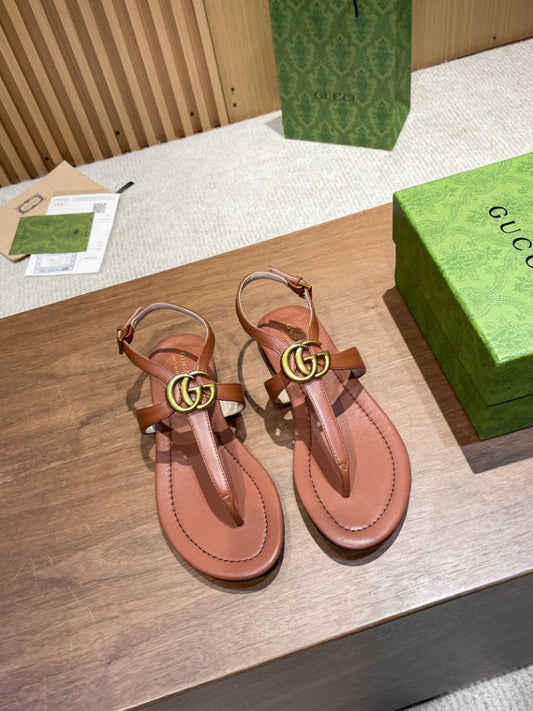 Pronta Entrega – Sandália Modelo Gucci de Couro com Double G