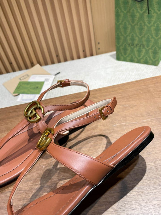Pronta Entrega – Sandália Modelo Gucci de Couro com Double G