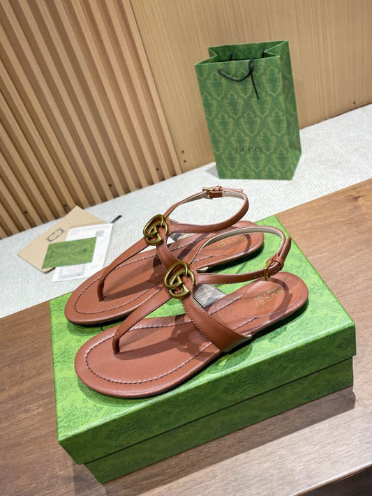 Pronta Entrega – Sandália Modelo Gucci de Couro com Double G