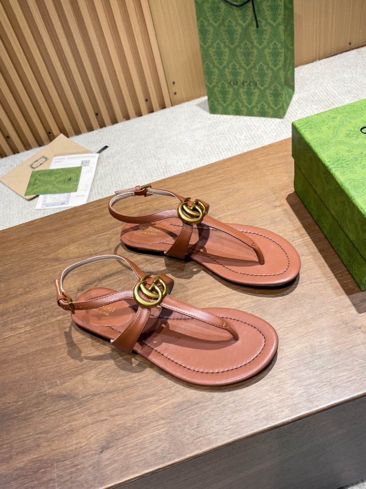 Pronta Entrega – Sandália Modelo Gucci de Couro com Double G