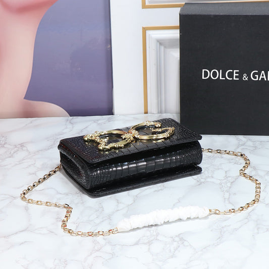 Pronta Entrega – Bolsa Modelo Dolce & Gabanna com Logo DG efeito Crococodilo