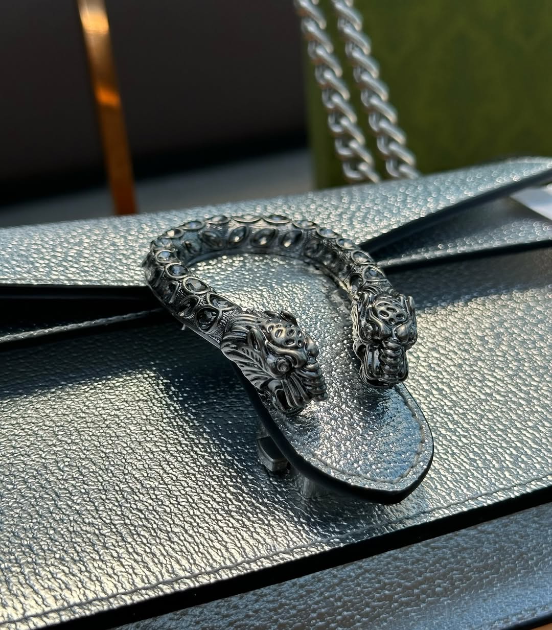 Pronta Entrega – PRONTA-ENTREGA – GUCCI DIONYSUS SUPER MINI BAG METALLIC SILVER LEATHER