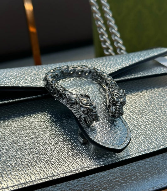 Pronta Entrega – PRONTA-ENTREGA – GUCCI DIONYSUS SUPER MINI BAG METALLIC SILVER LEATHER