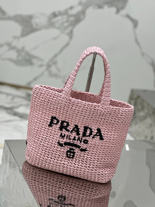 Pronta Entrega – PRONTA-ENTREGA – Bolsa Modelo Prada Tote Pequena de Ráfia