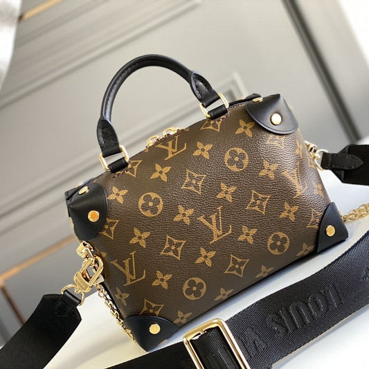 Pronta Entrega – Bolsa Modelo Louis Vuitton Petite Malle Souple Monogram Preto e Bege