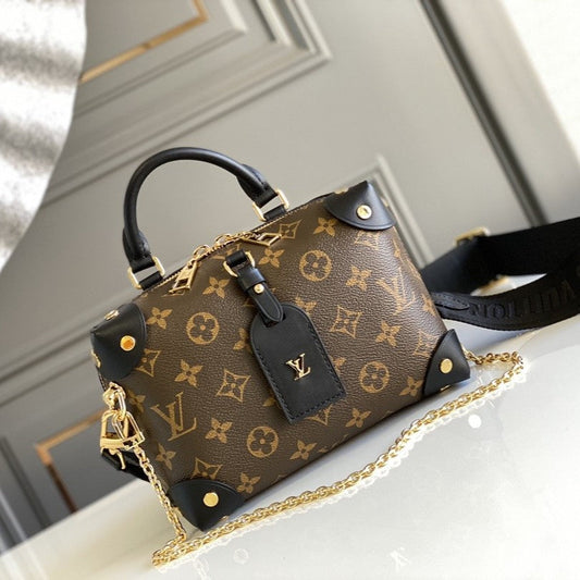 Pronta Entrega – Bolsa Modelo Louis Vuitton Petite Malle Souple Monogram Preto e Bege