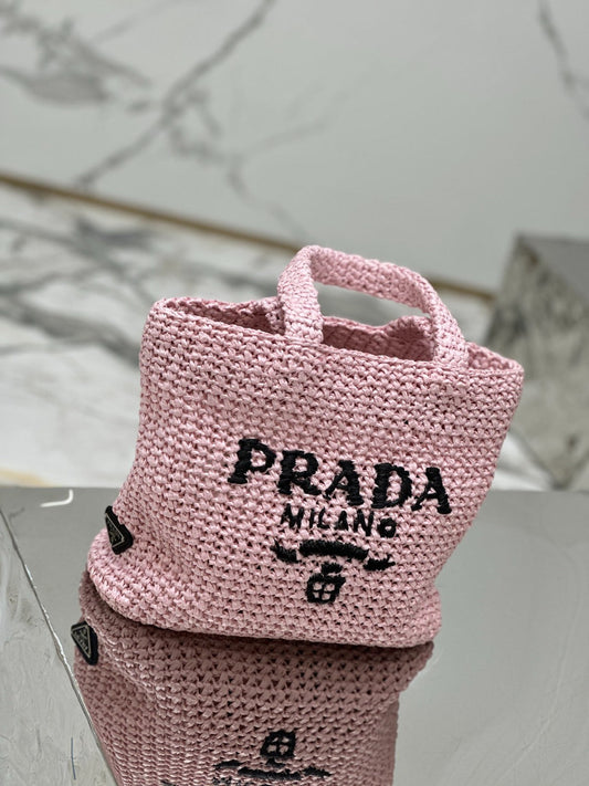 Pronta Entrega – PRONTA-ENTREGA – Bolsa Modelo Prada Tote Pequena de Ráfia